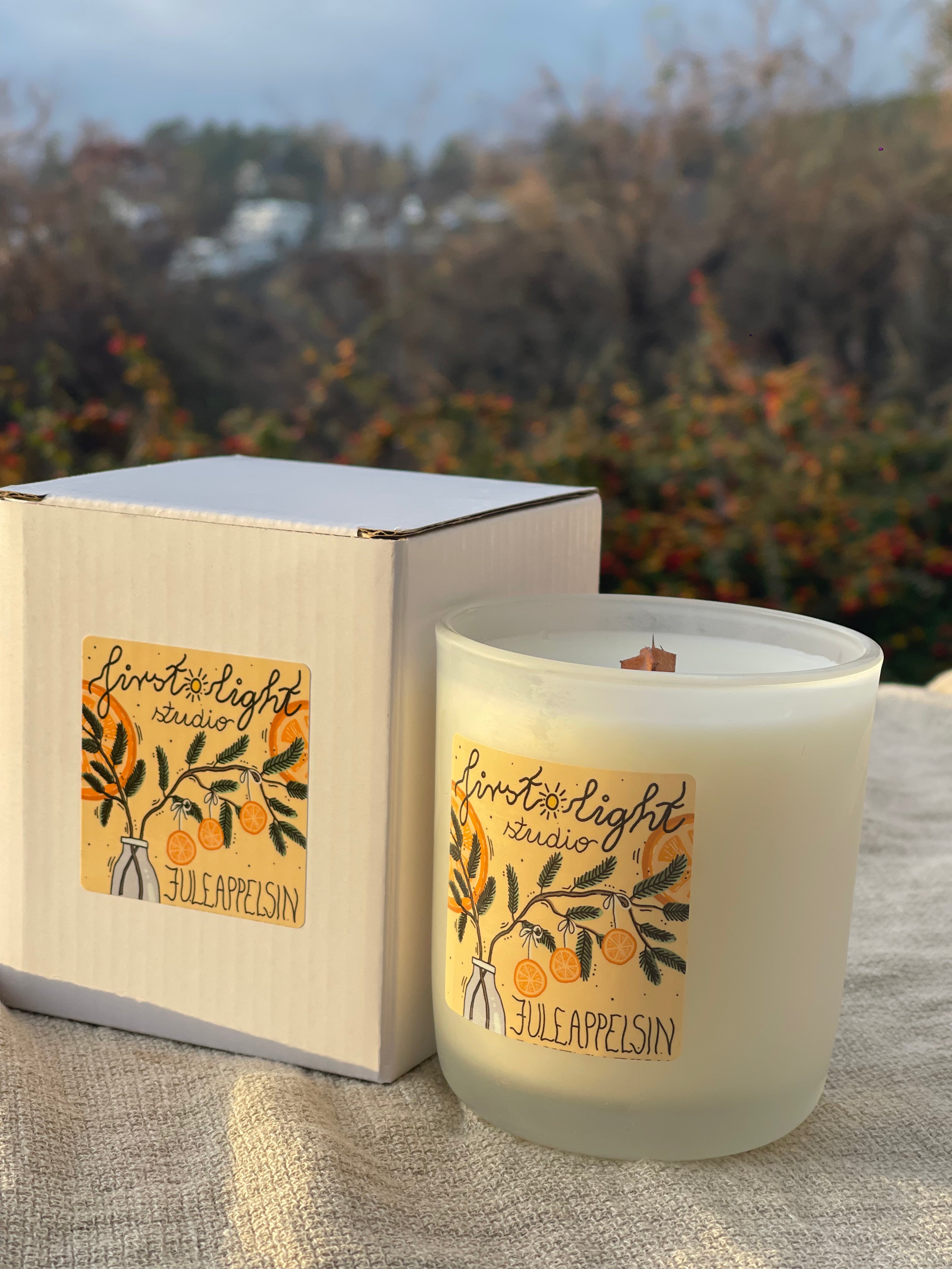 duftlys med rapsvoks, juleappelsin